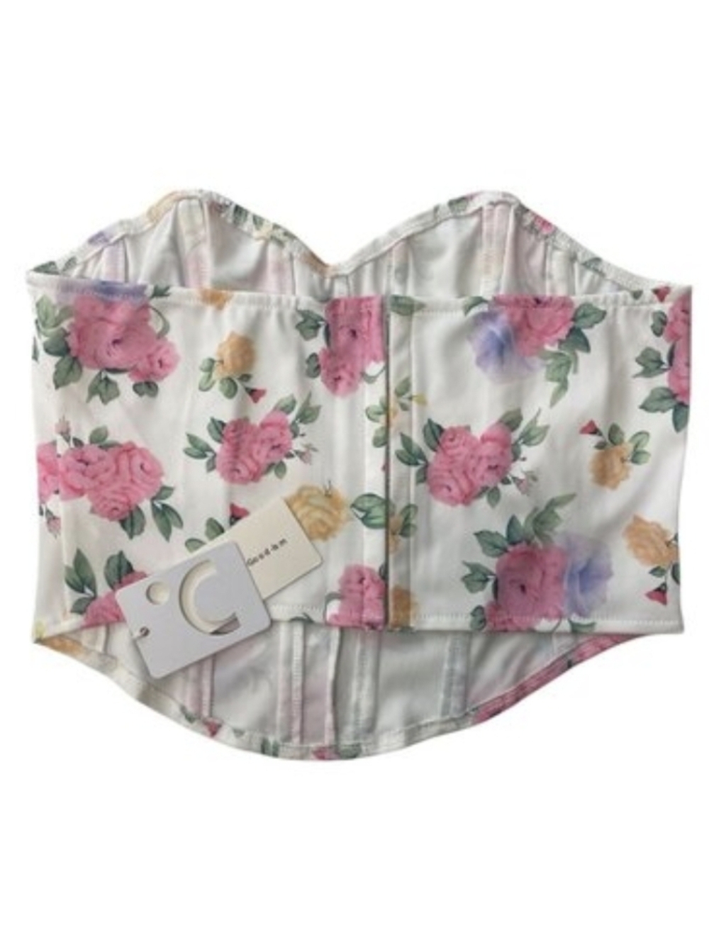 Commense Floral Strapless Corset Top with Pink Roses L NWT - Picture 2 of 5